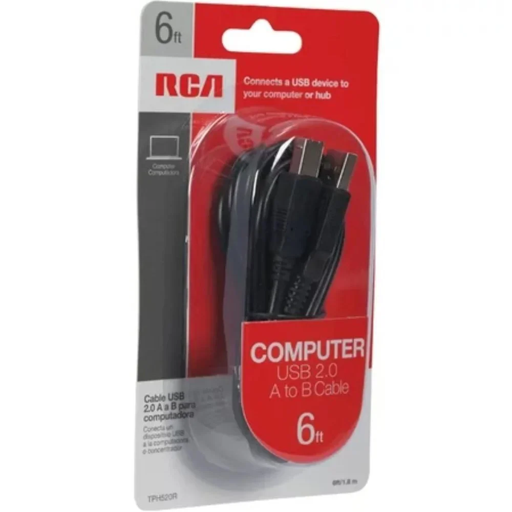 Bundle of 3 - RCA Computer USB 2.0 A to B Cable 6-Feet (TPH520R)